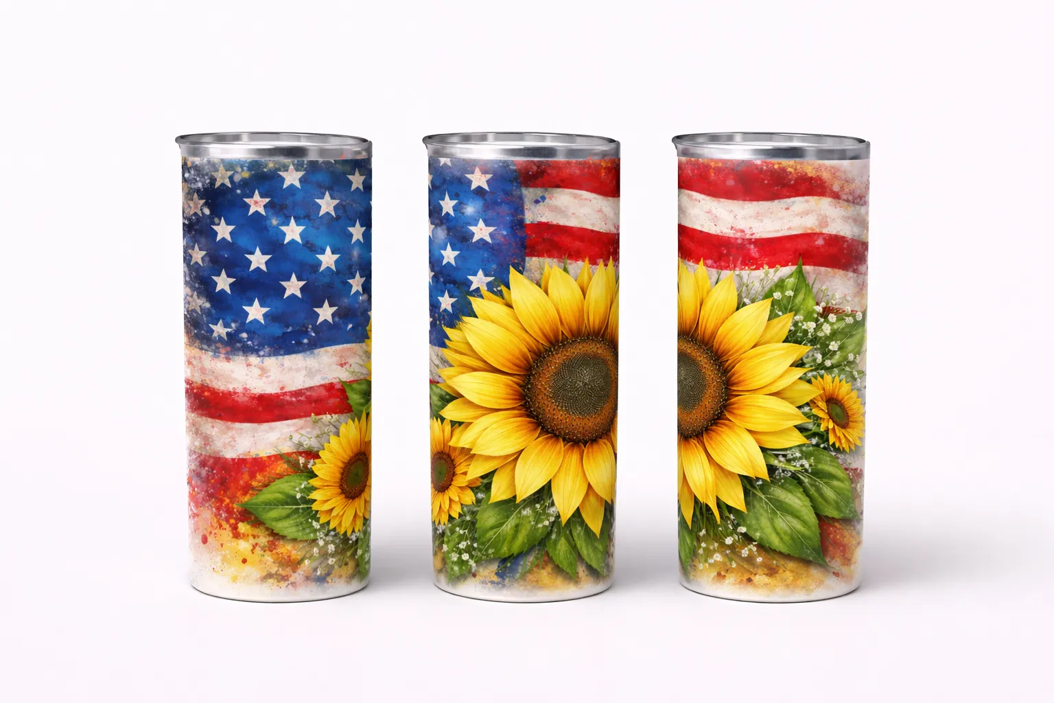 Sunflower & American Flag