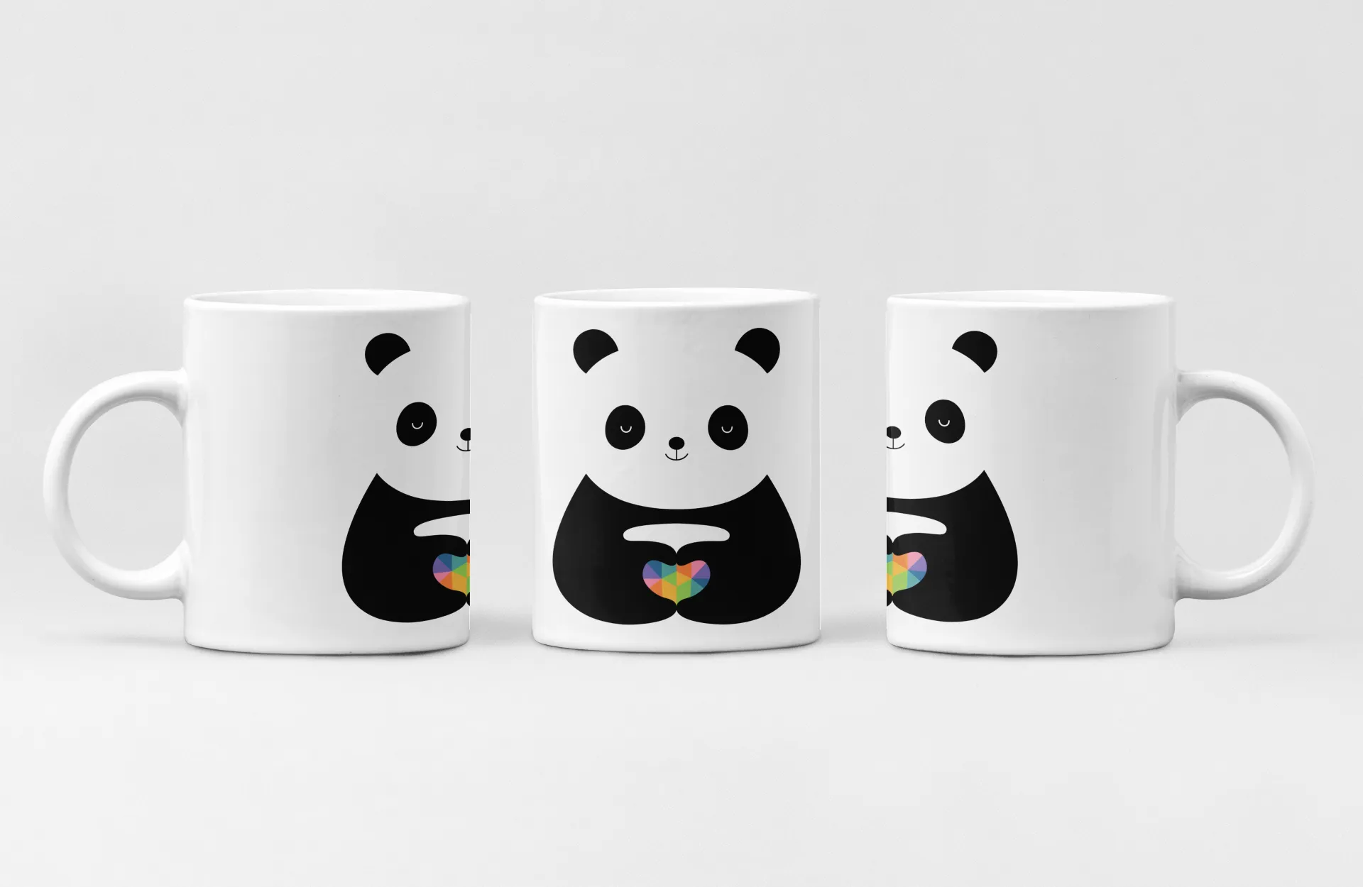 Cute Panda With Rainbow Heart