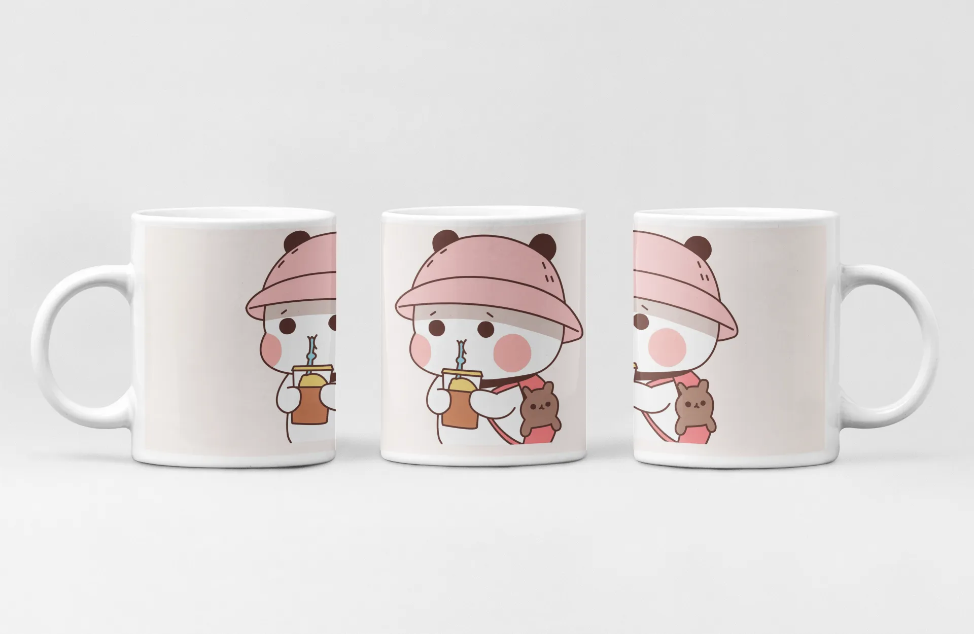 Cute Bear Character with Drink