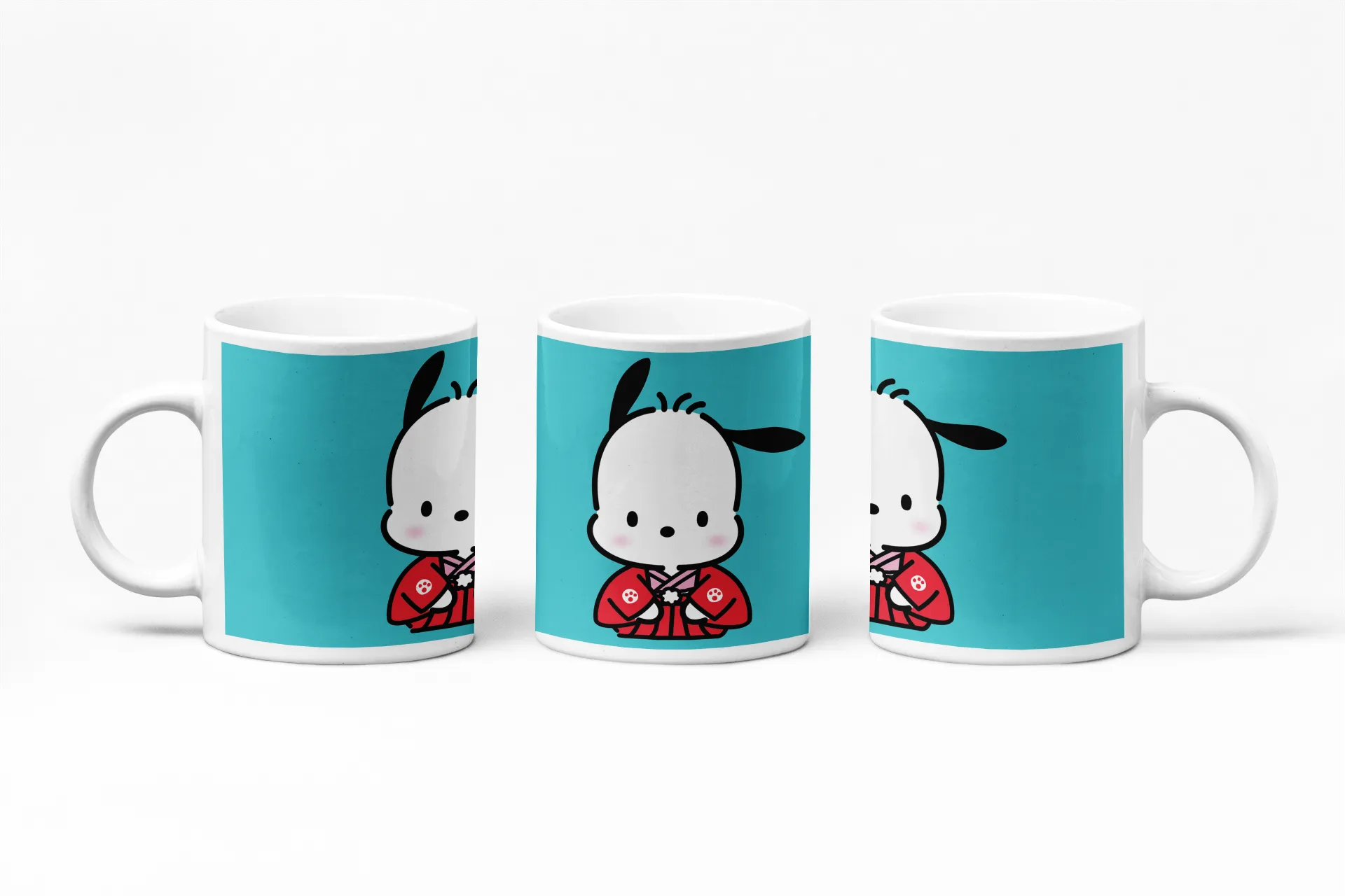 Cute Puppy in Red Kimono