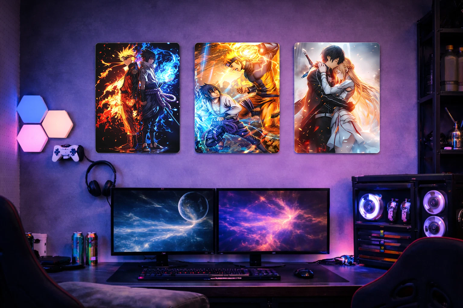 Naruto vs Sasuke Aluminium Poster – Naruto Anime Metal Wall Art