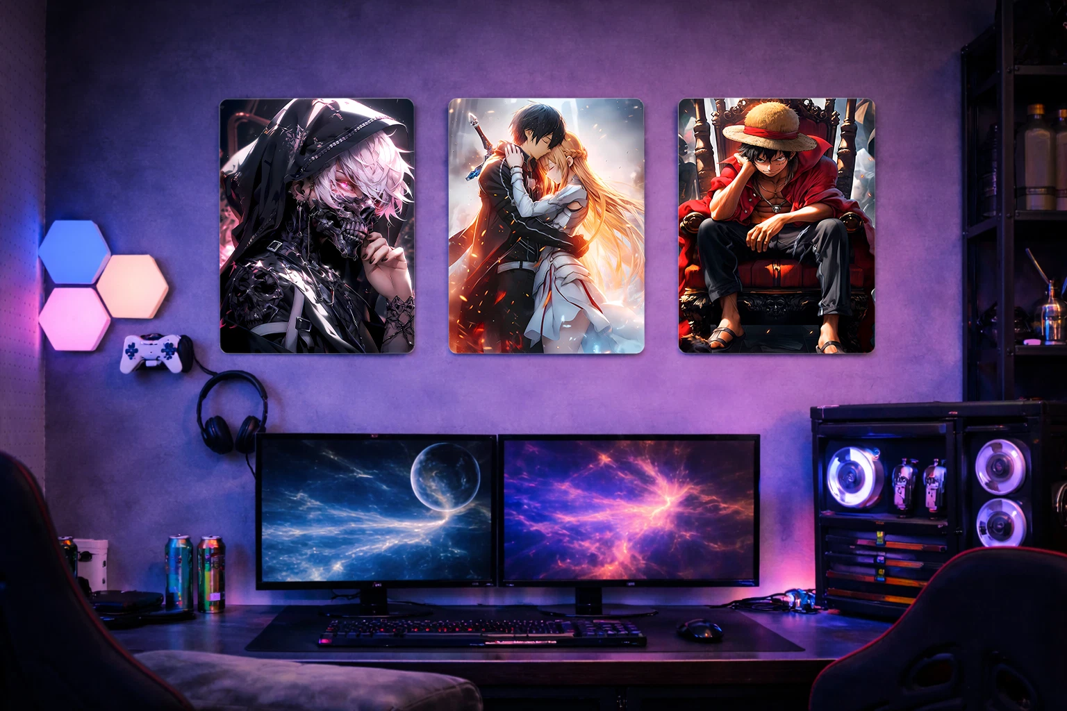 Kirito & Asuna Aluminium Poster – Sword Art Online Anime Metal Wall Art